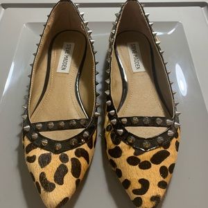 Leopard Print Flats with Spiky Studs